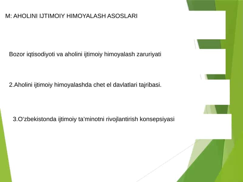 AHOLINI IJTIMOIY HIMOYALASH ASOSLARI