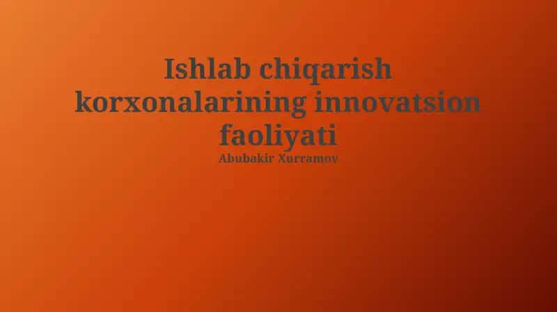 Innovatsion Faoliyat Samaradorligini Baholash