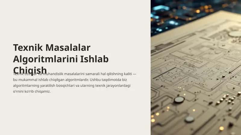 Texnik Masalalar Algoritmlarini Ishlab Chiqish