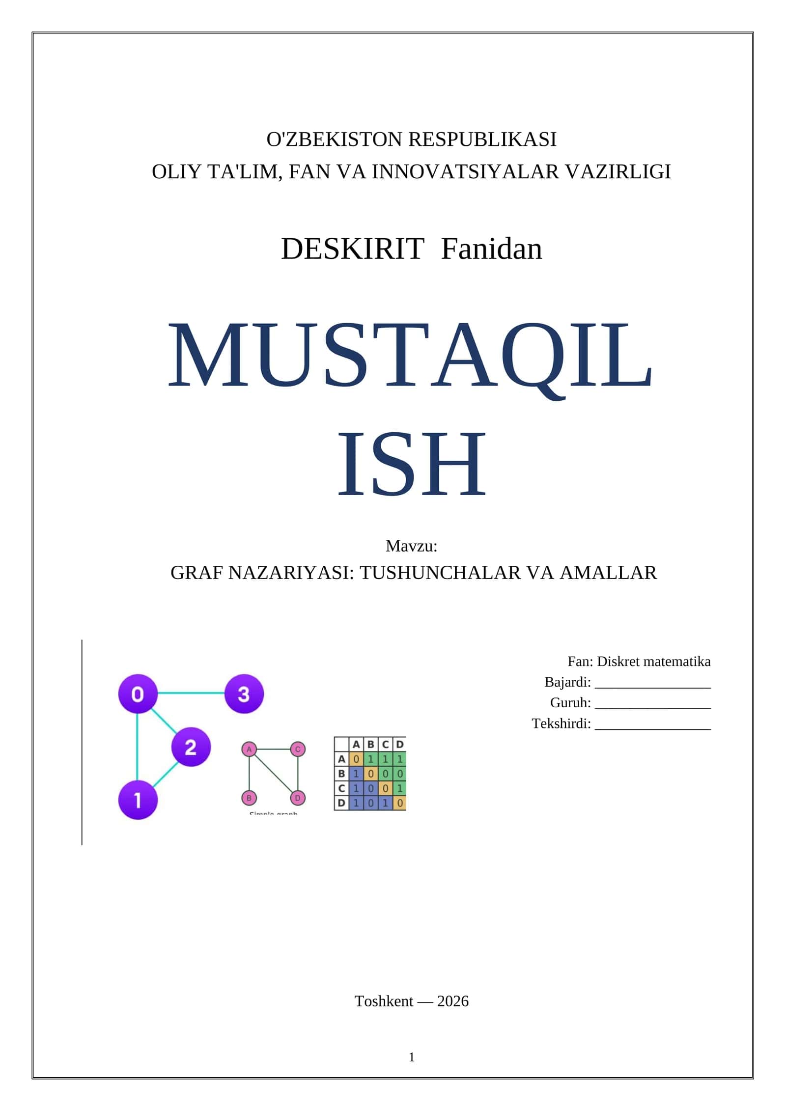 DESKIRIT Fanidan Graflar ustida amallar