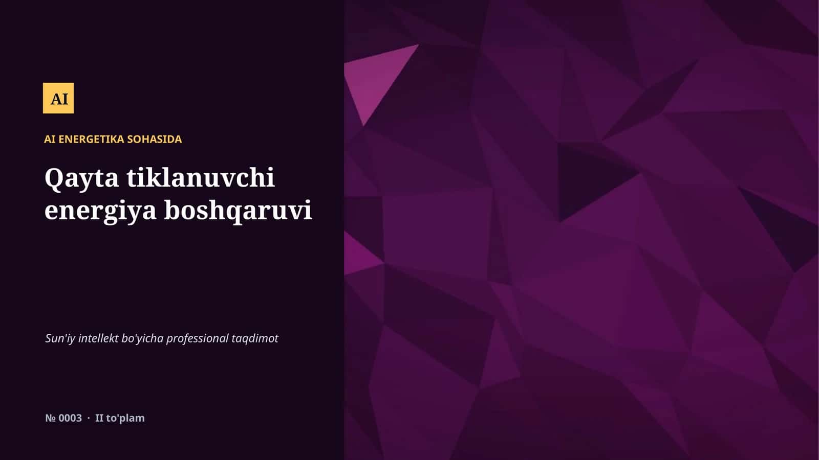 AI ENERGETIKA SOHASIDA