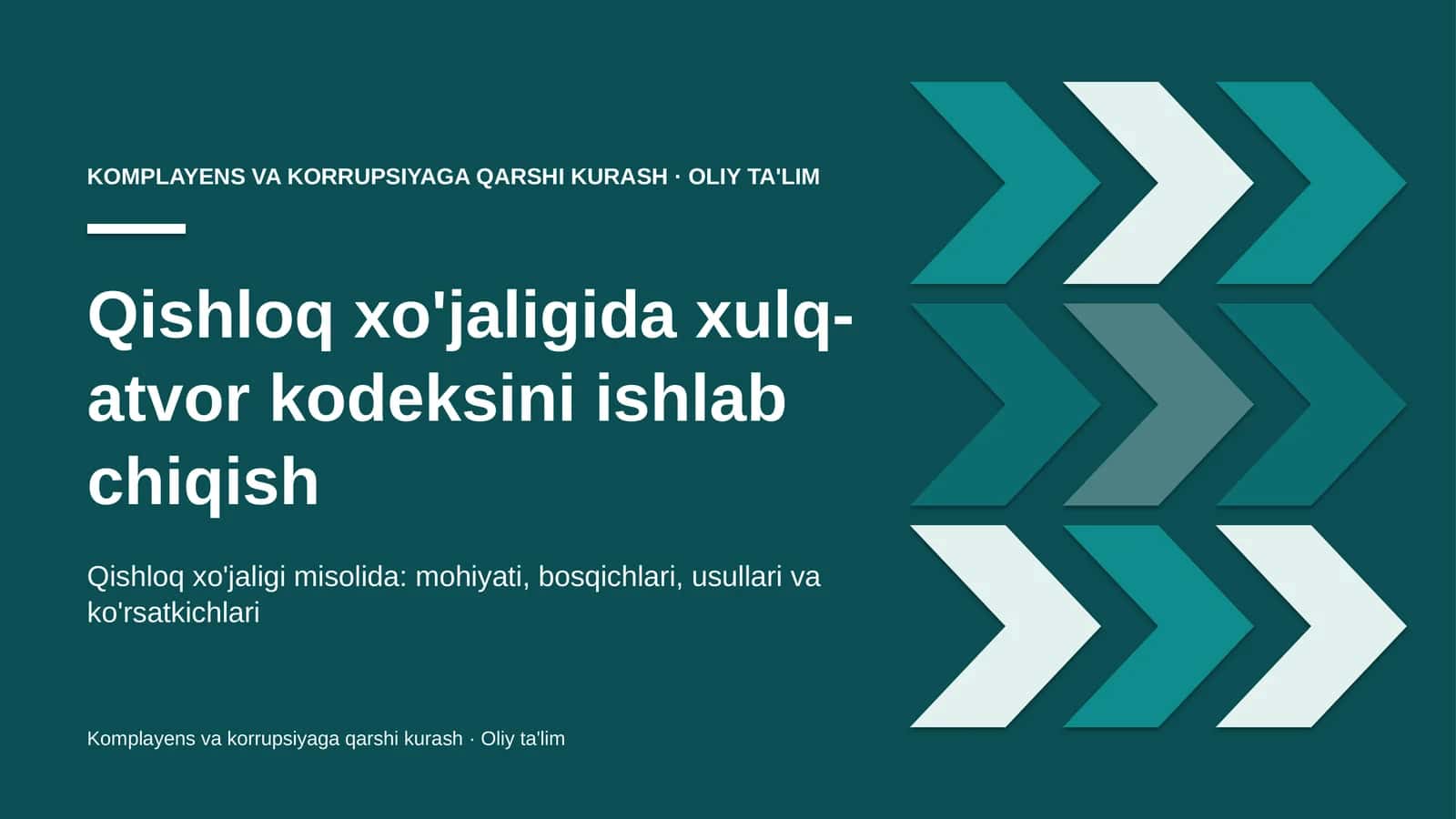 qishloq xo'jaligida xulq atvor kodeksini ishlab chiqish 3005