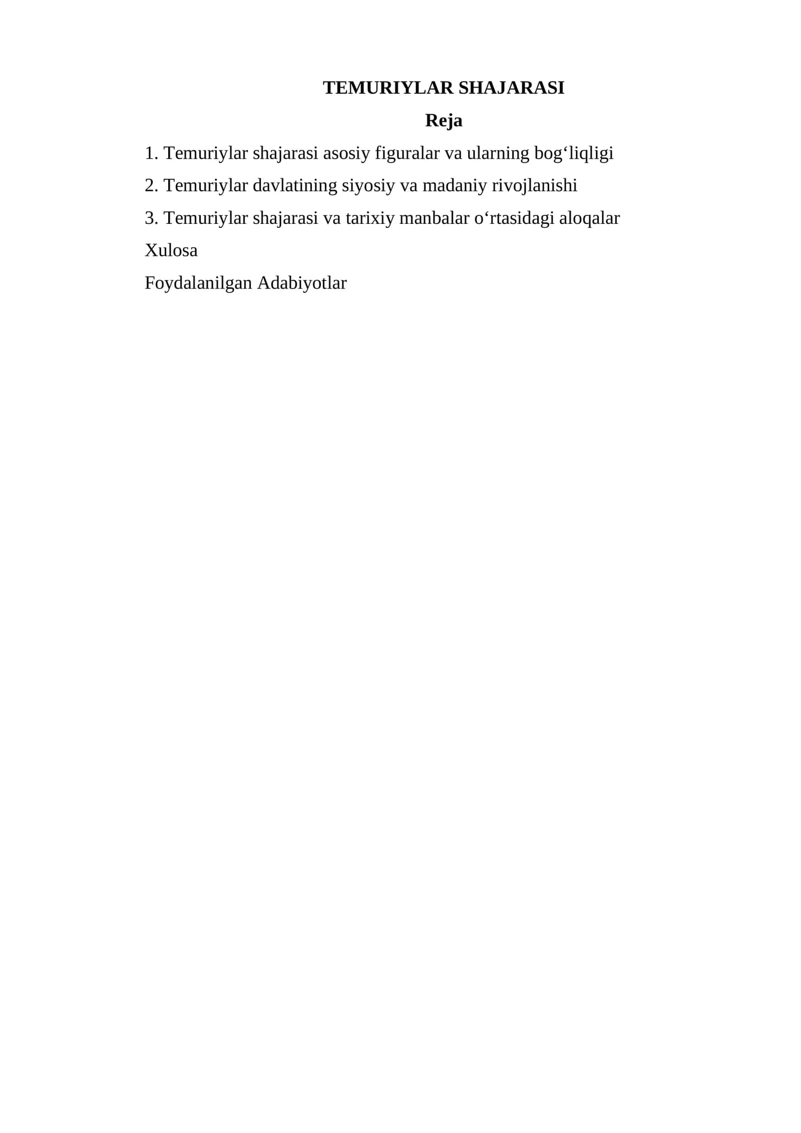 TEMURIYLAR SHAJARASI