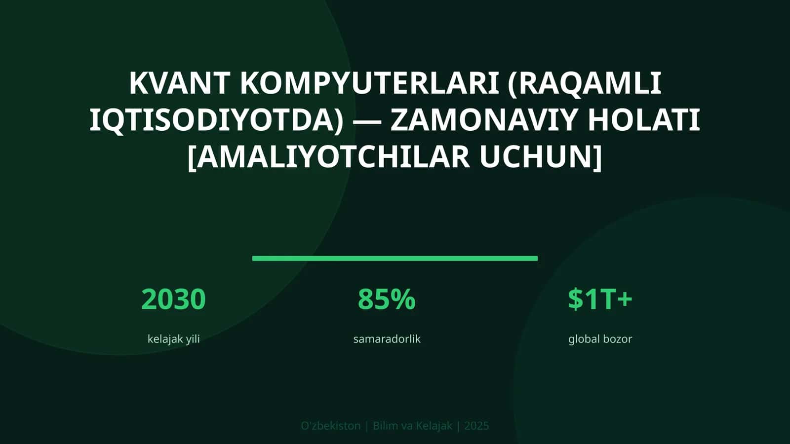 Kvant kompyuterlari (raqamli iqtisodiyotda) — zamonaviy holati [amaliyotchilar uchun]