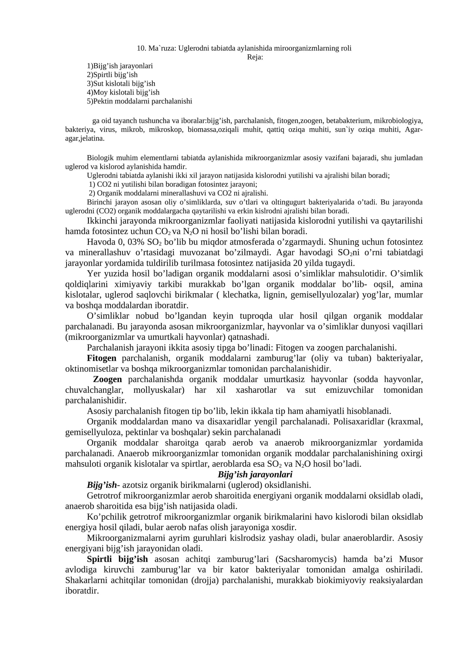 Uglerod va kislorod aylanishi
