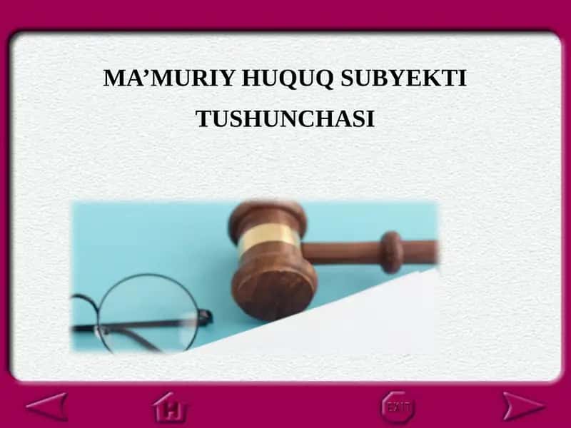 Ma’muriy Huquq Subyekti Tushunchasi