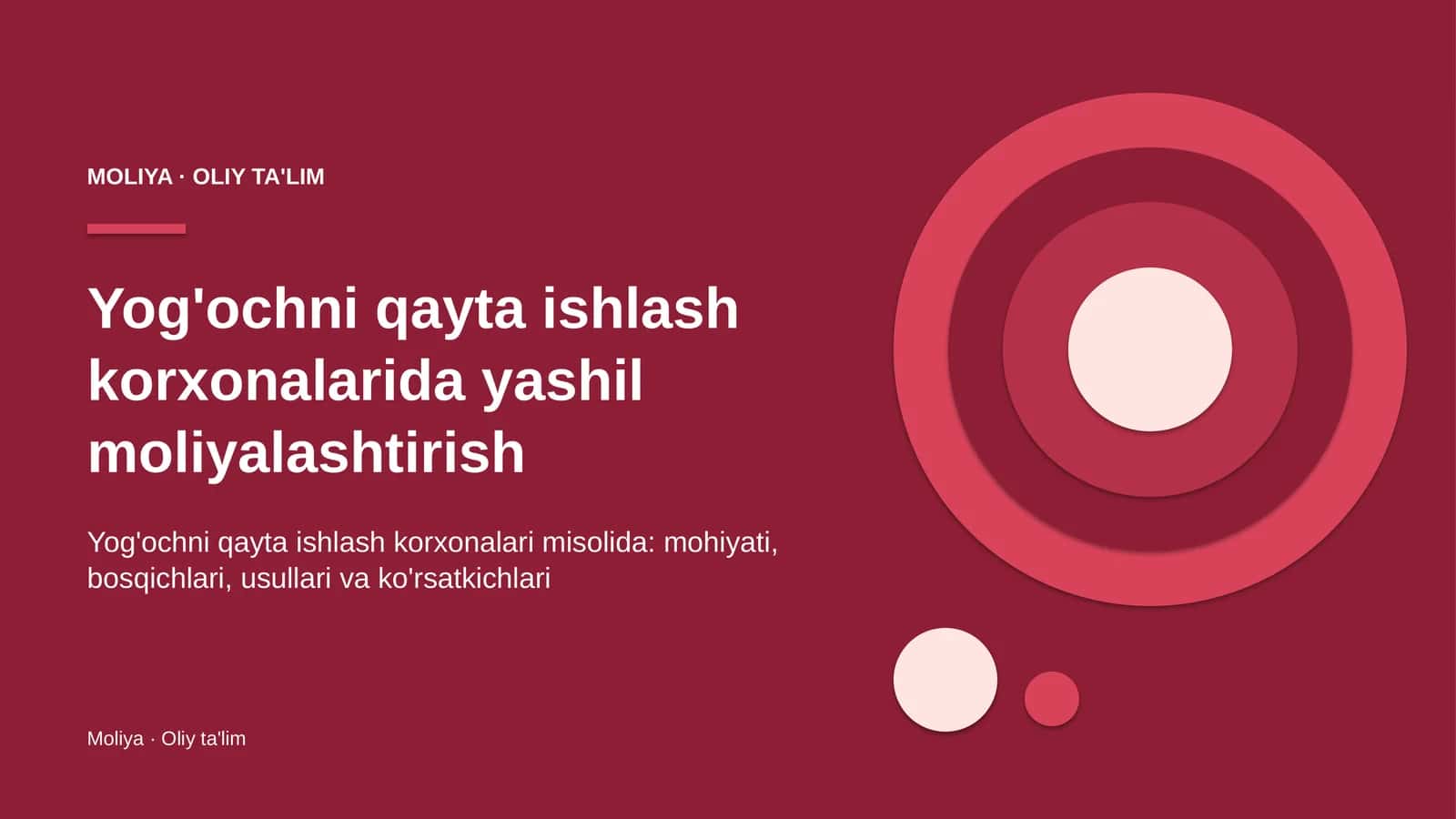 Yog'ochni qayta ishlash korxonalarida yashil moliyalashtirish