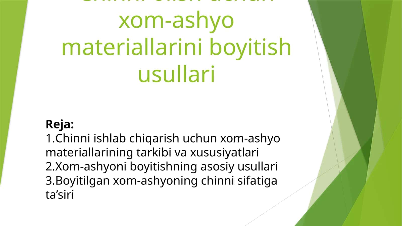 Chinni olish uchun xom-ashyo materiallarini boyitish usullari