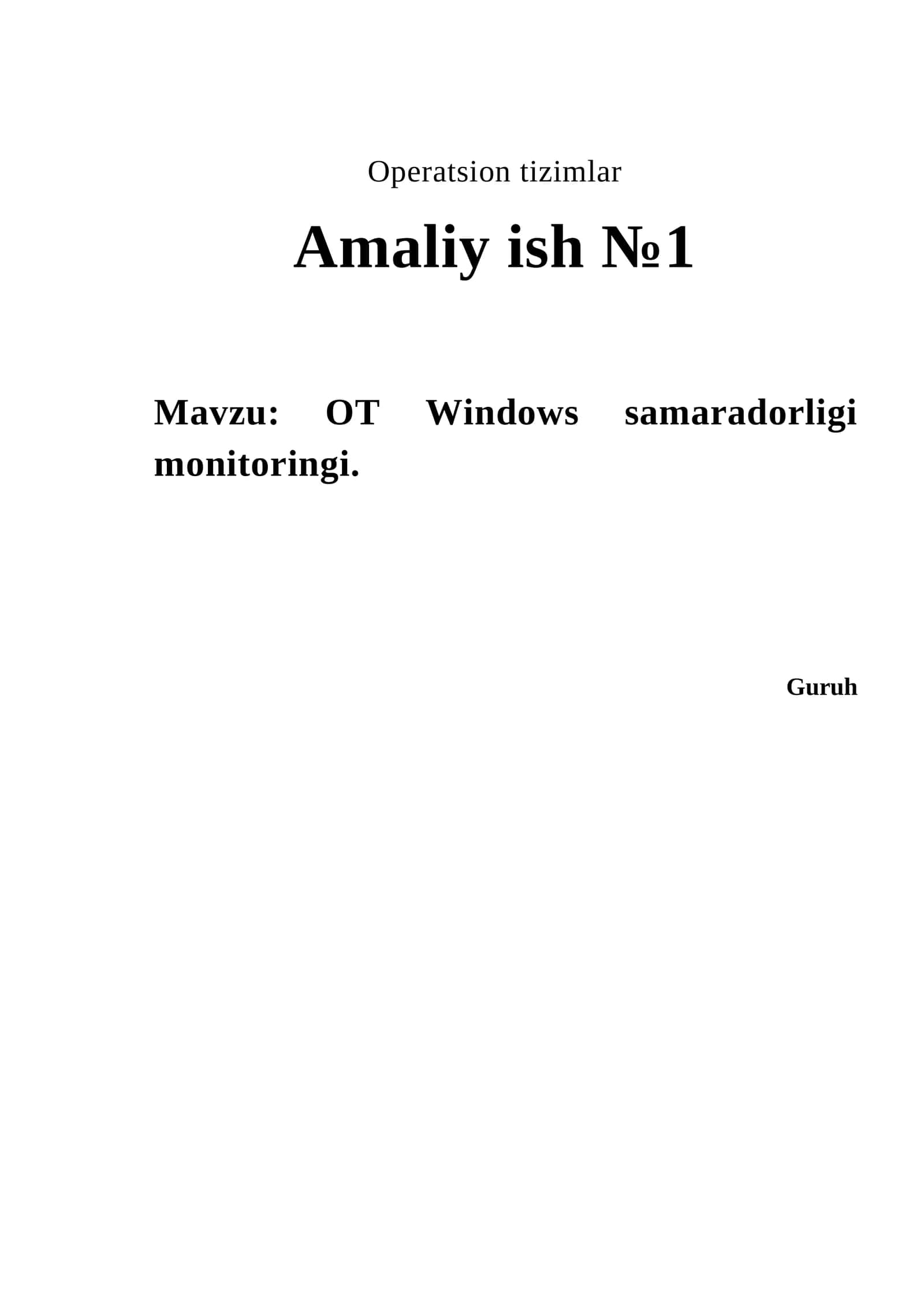 OT Windows samaradorligi monitoringi