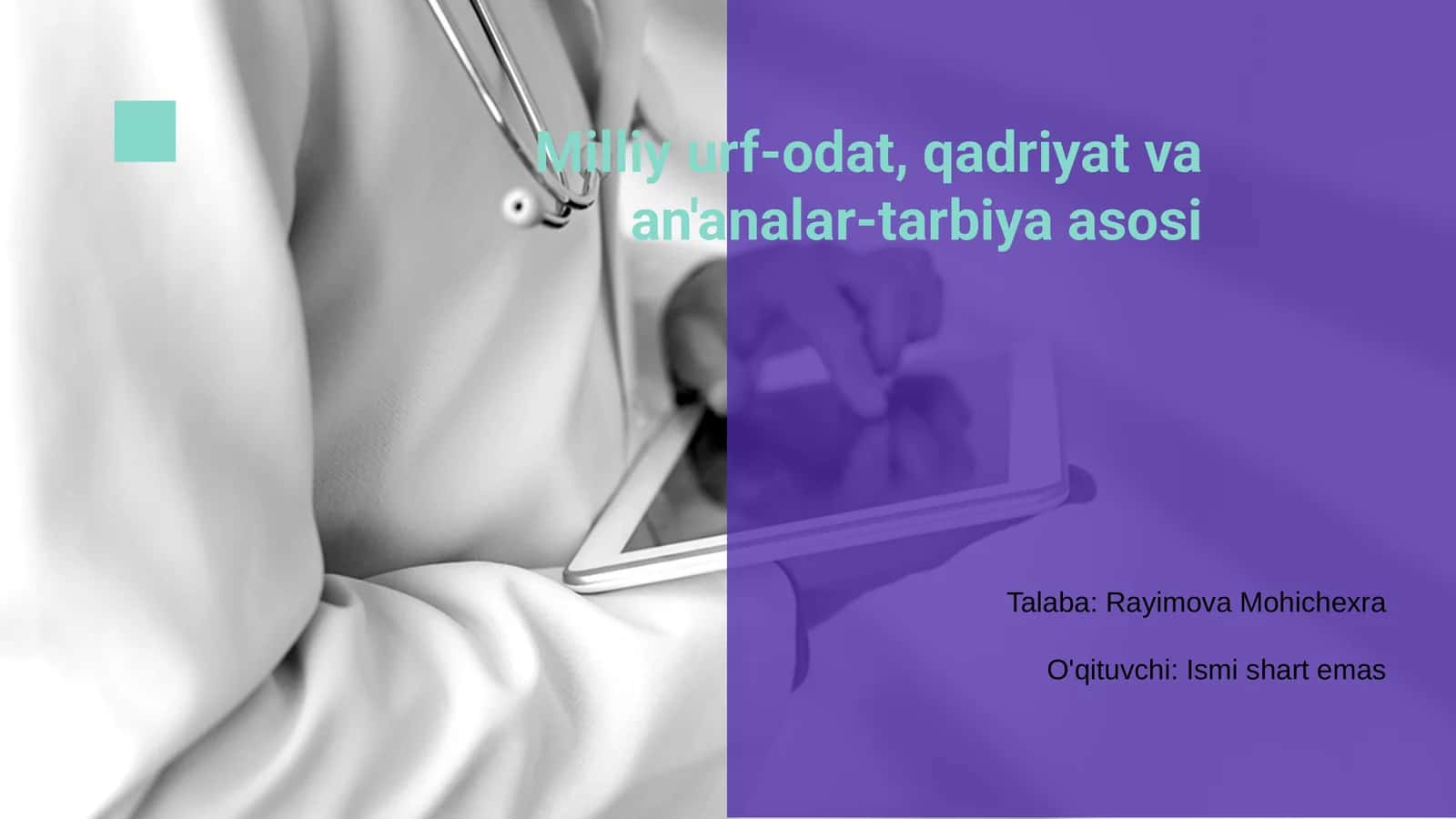 Milliy urf-odat, qadriyat va an'analar-tarbiya asosi