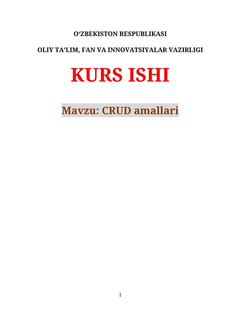 CRUD amallari