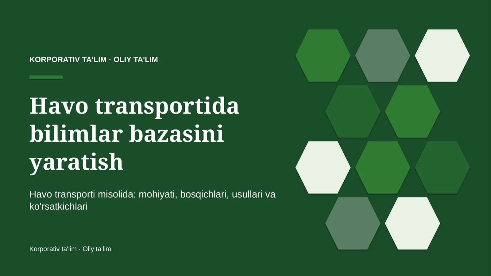 Havo transportida bilimlar bazasini yaratish