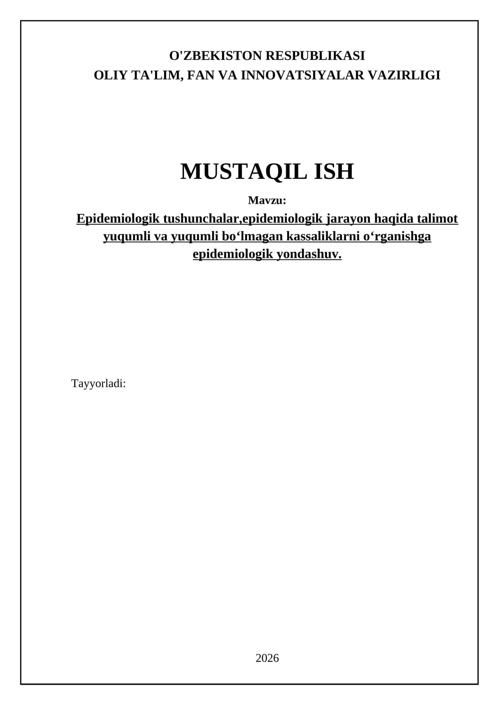 Epidemiologik tushunchalar va asosiy terminologiya