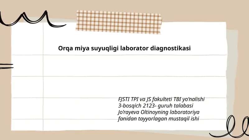 Orqa miya suyuqligi laborator diagnostikasi