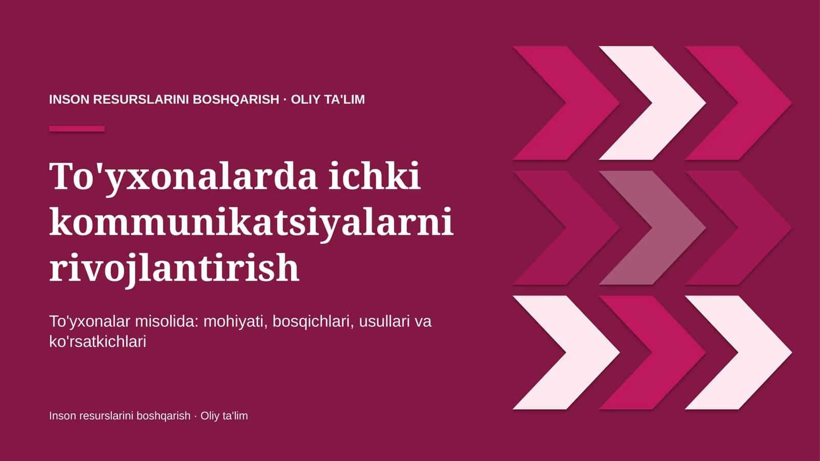 To'yxonalarda ichki kommunikatsiyalarni rivojlantirish