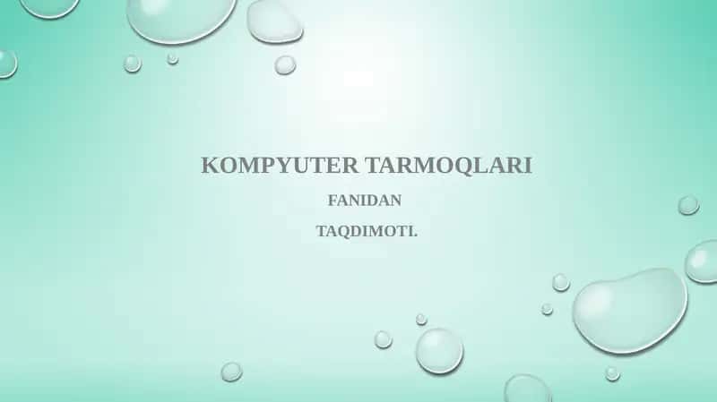 Tarmoq qurishning asosiy tamoyillari