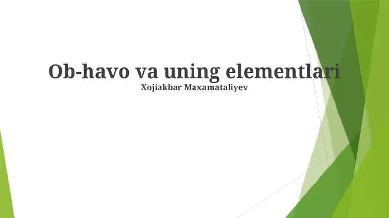Ob-havo va uning elementlari