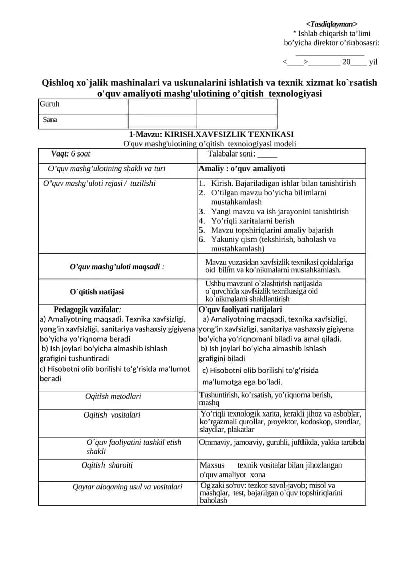 Xavfsizlik texnikasi