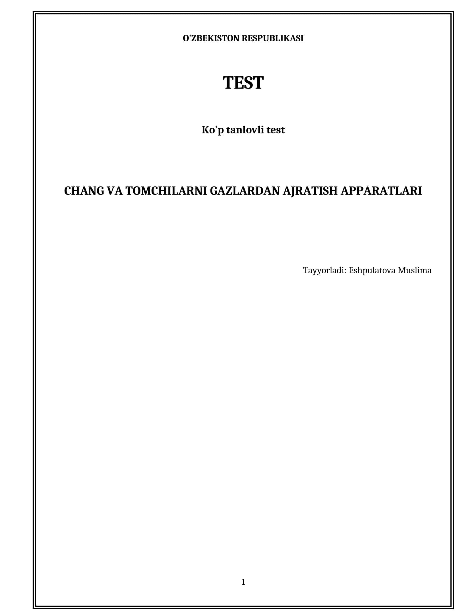 Chang va tomchilarni gazlardan ajratish apparatlari