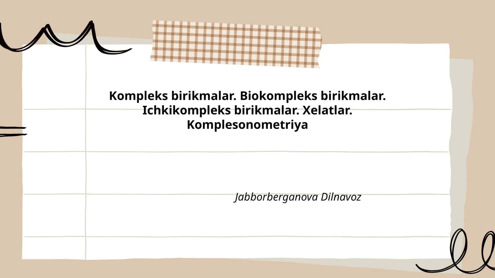 Kompleks birikmalar. Biokompleks birikmalar. Ichkikompleks birikmalar. Xelatlar. Komplesonometriya