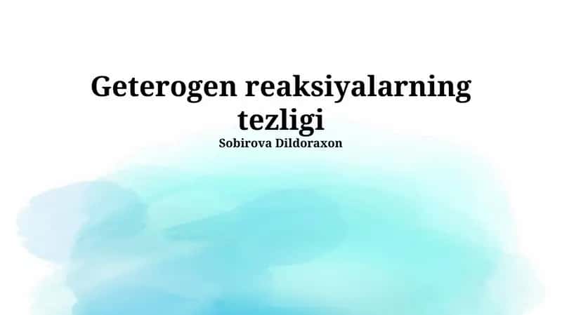Geterogen reaksiyalarning tezligi