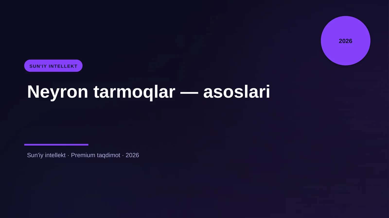 Neyron tarmoqlar — asoslari