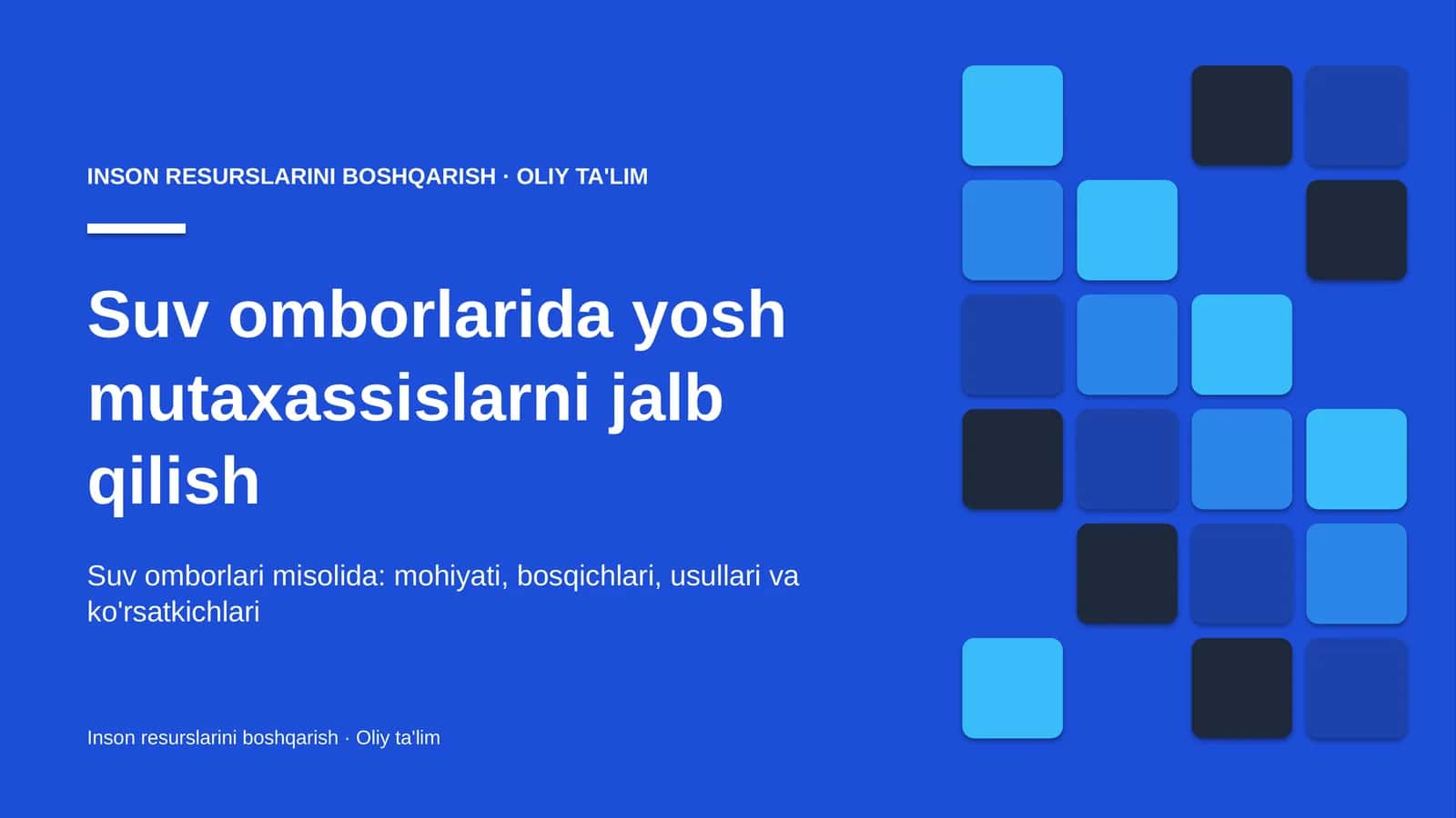 Suv omborlarida yosh mutaxassislarni jalb qilish