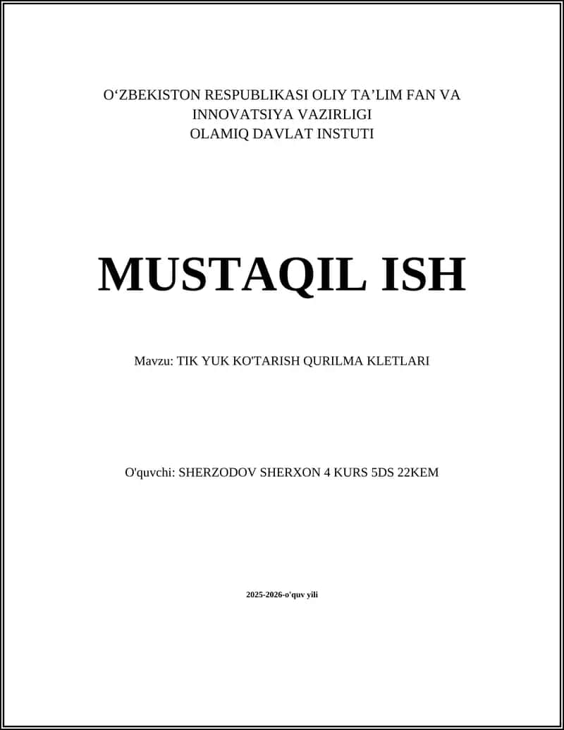 TIK YUK KO'TARISH QURILMA KLETLARI