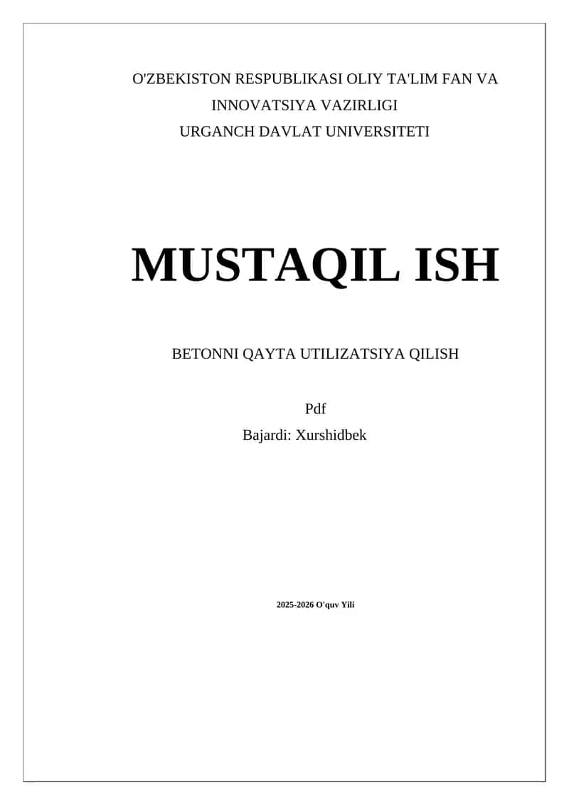 Betonni qayta utilizatsiya qilish