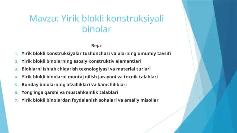 Yirik blokli konstruksiyali binolar