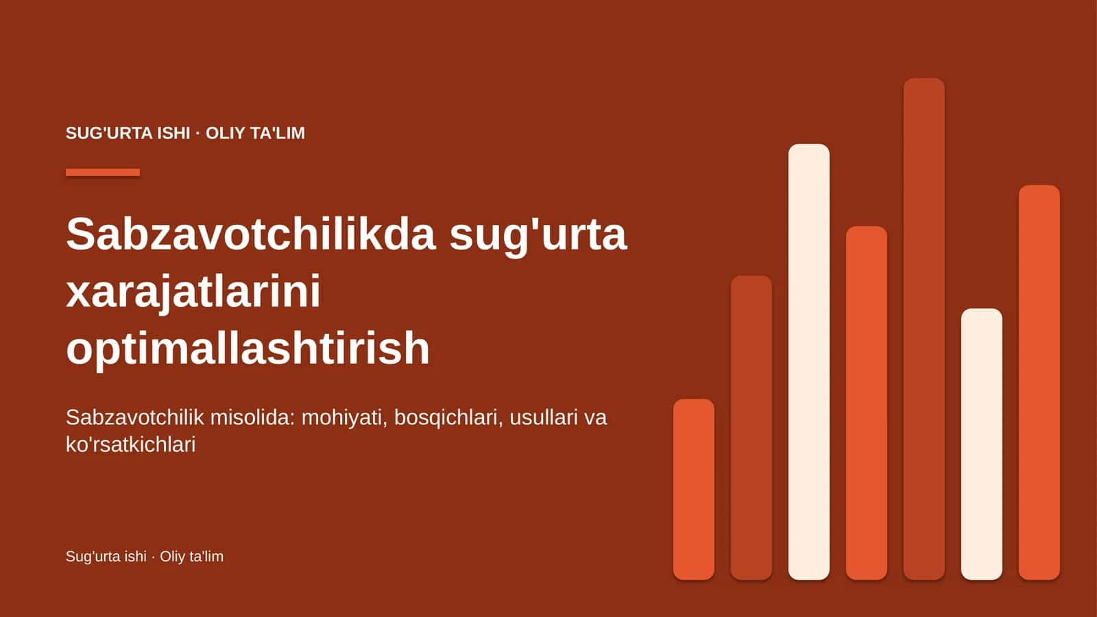Sabzavotchilikda sug'urta xarajatlarini optimallashtirish