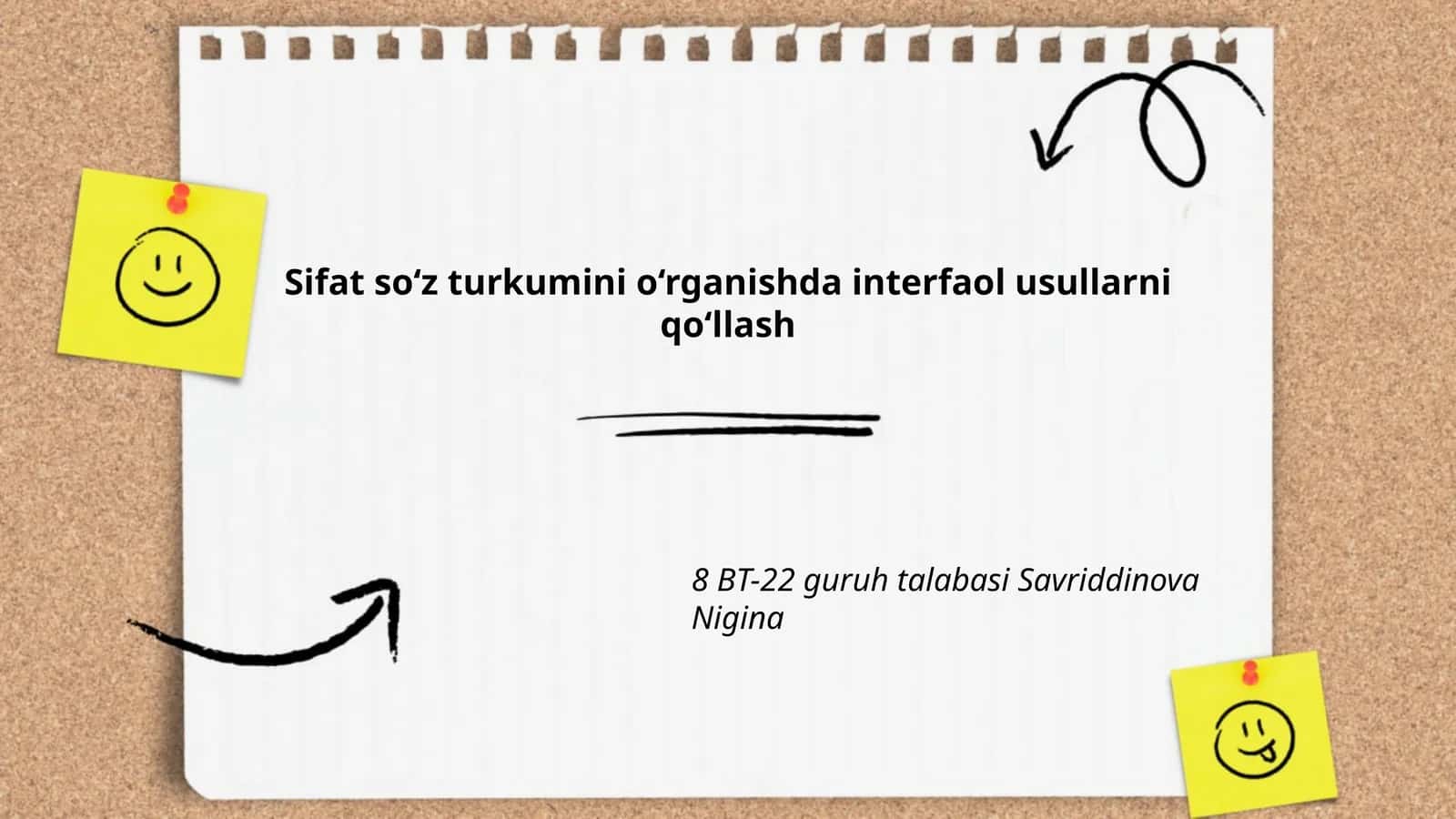 Interfaol ta'lim usullari va sifat so'z turkumini o‘rganish
