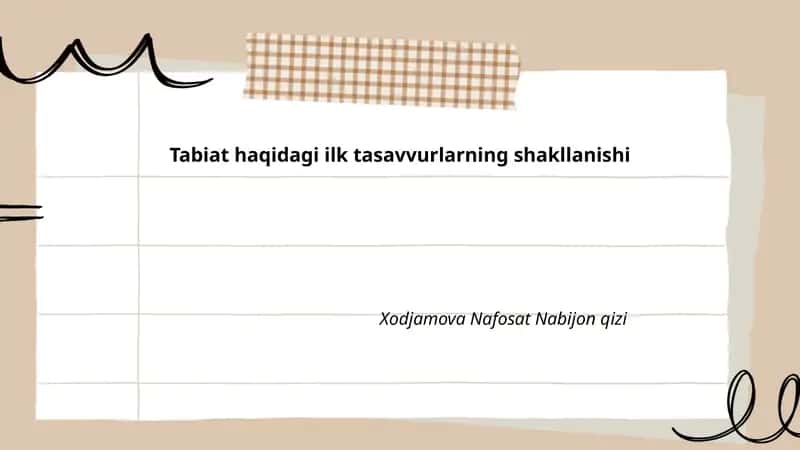 Tabiat haqidagi ilk tasavvurlarning shakllanishi
