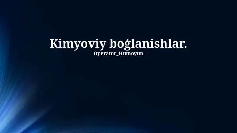 Kimyoviy boģlanishlar