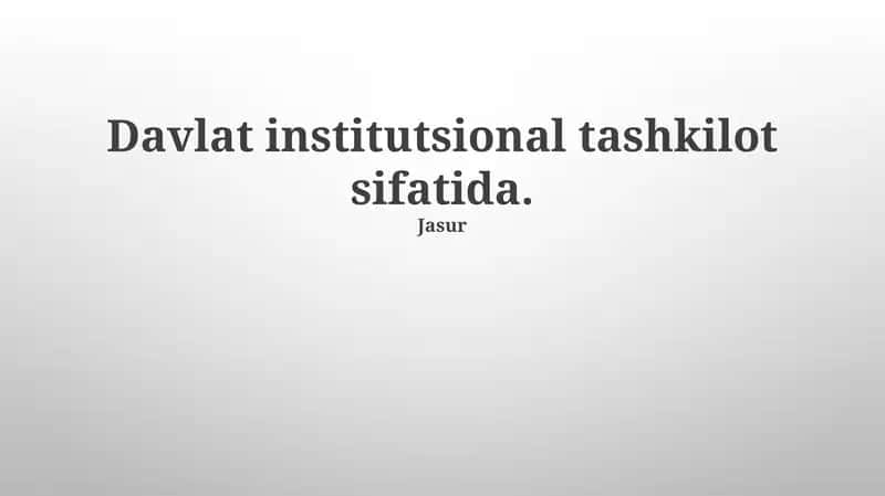 Davlat Institutsional Tuzilmasi