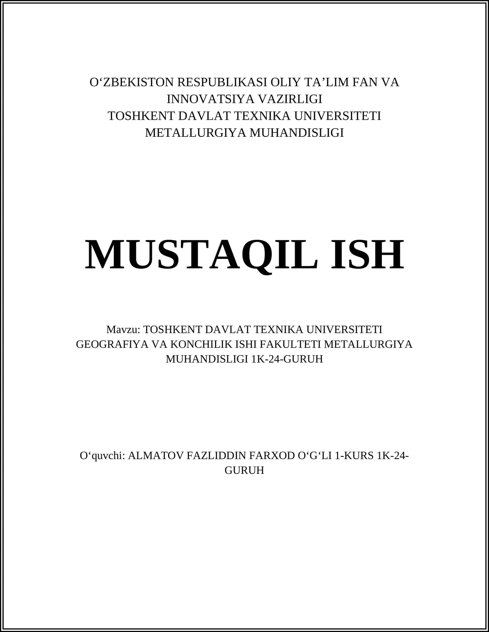 Metallurgiya sanoatining asosiy yo'nalishlari