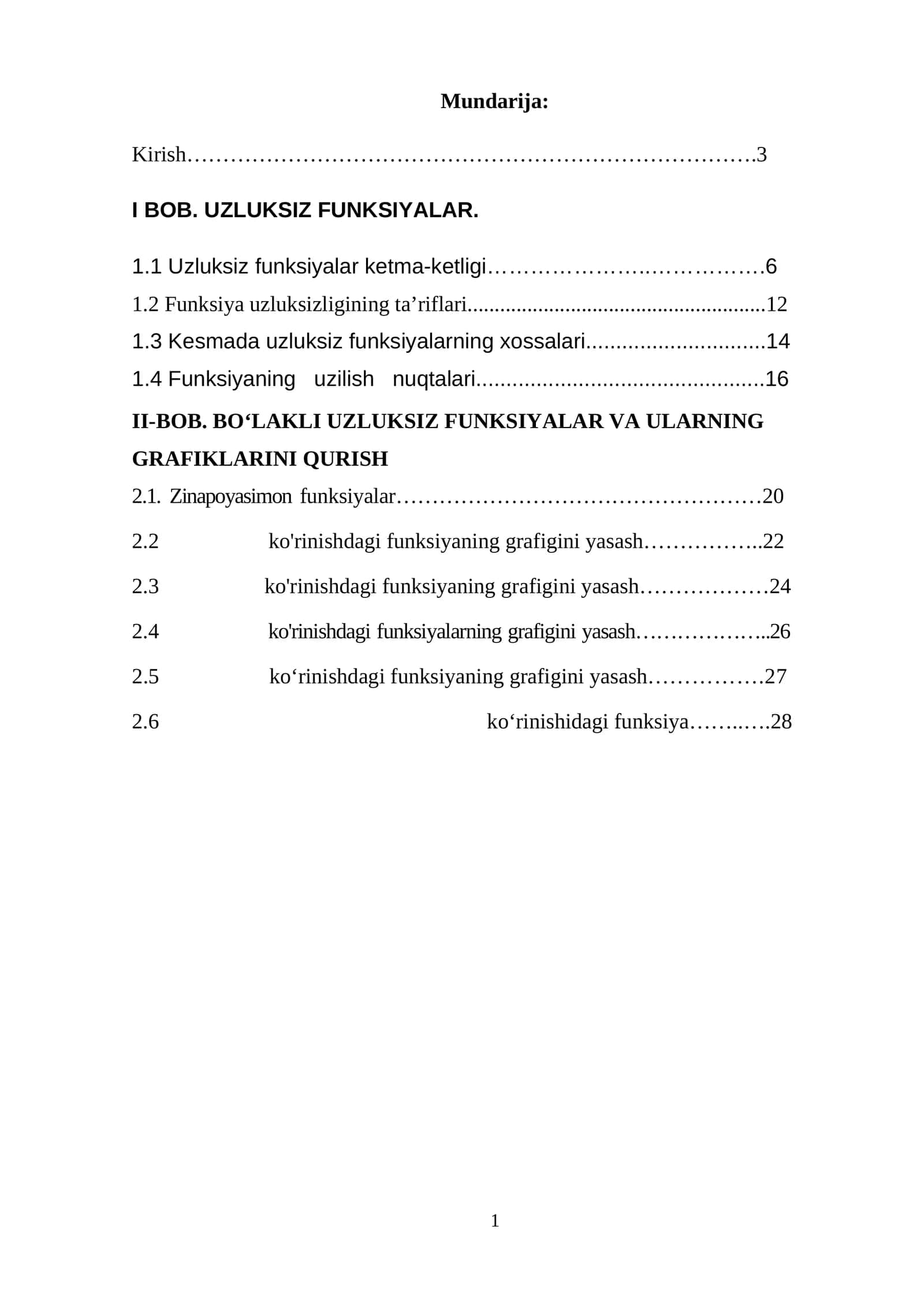 Differensial hisob yordamida funksiyalarni tekshirish va grafigini yasash