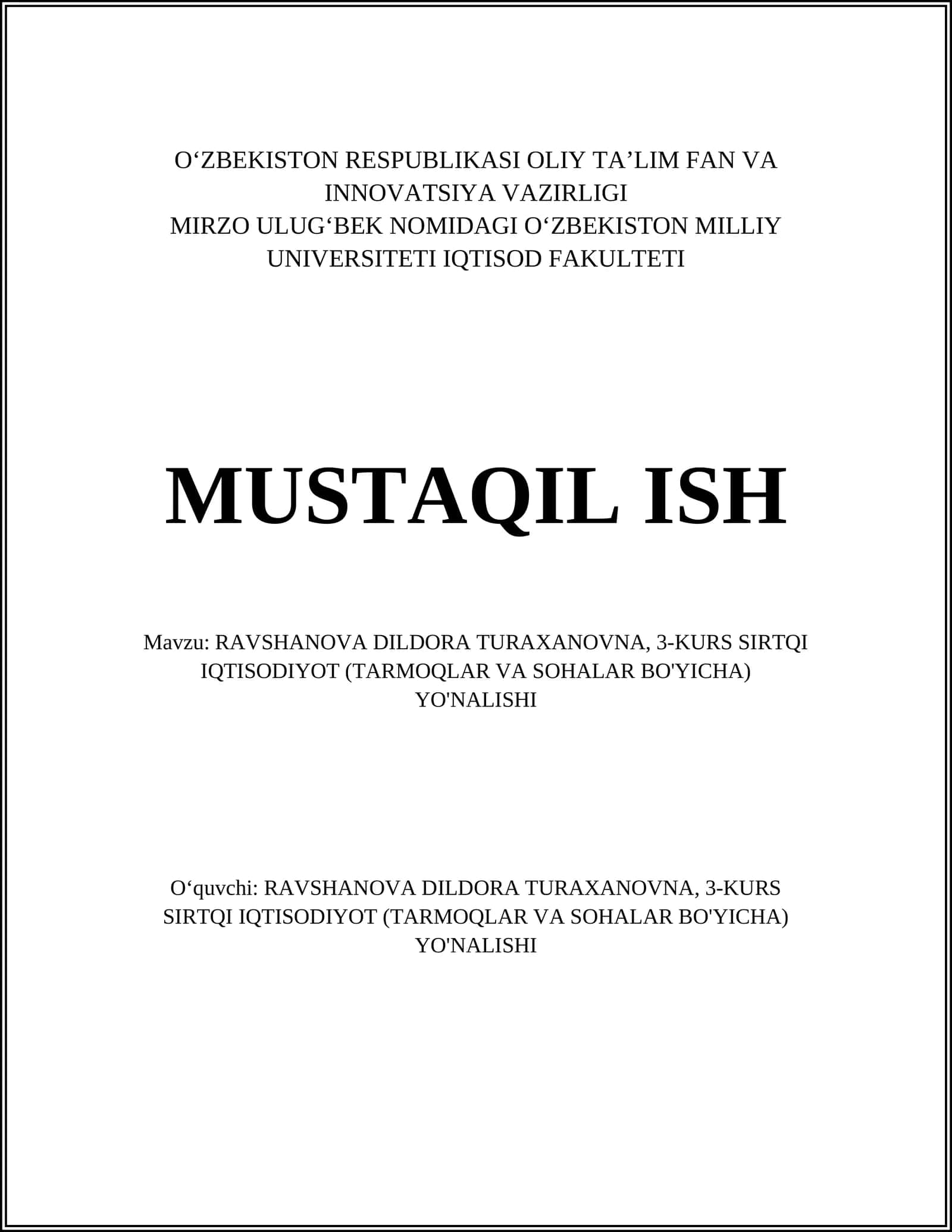 Iqtisodiyotning nazariy asoslari