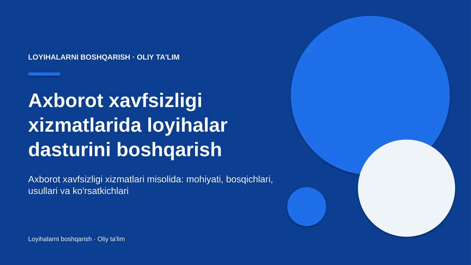 axborot xavfsizligi xizmatlarida loyihalar dasturini boshqarish 3217