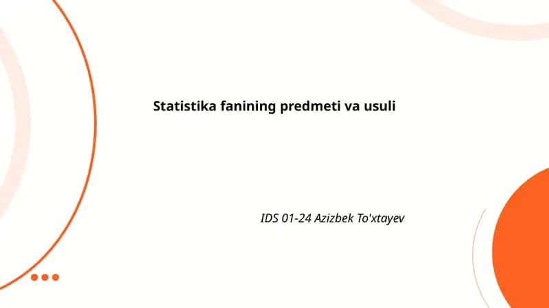 Statistika fanining predmeti va usuli