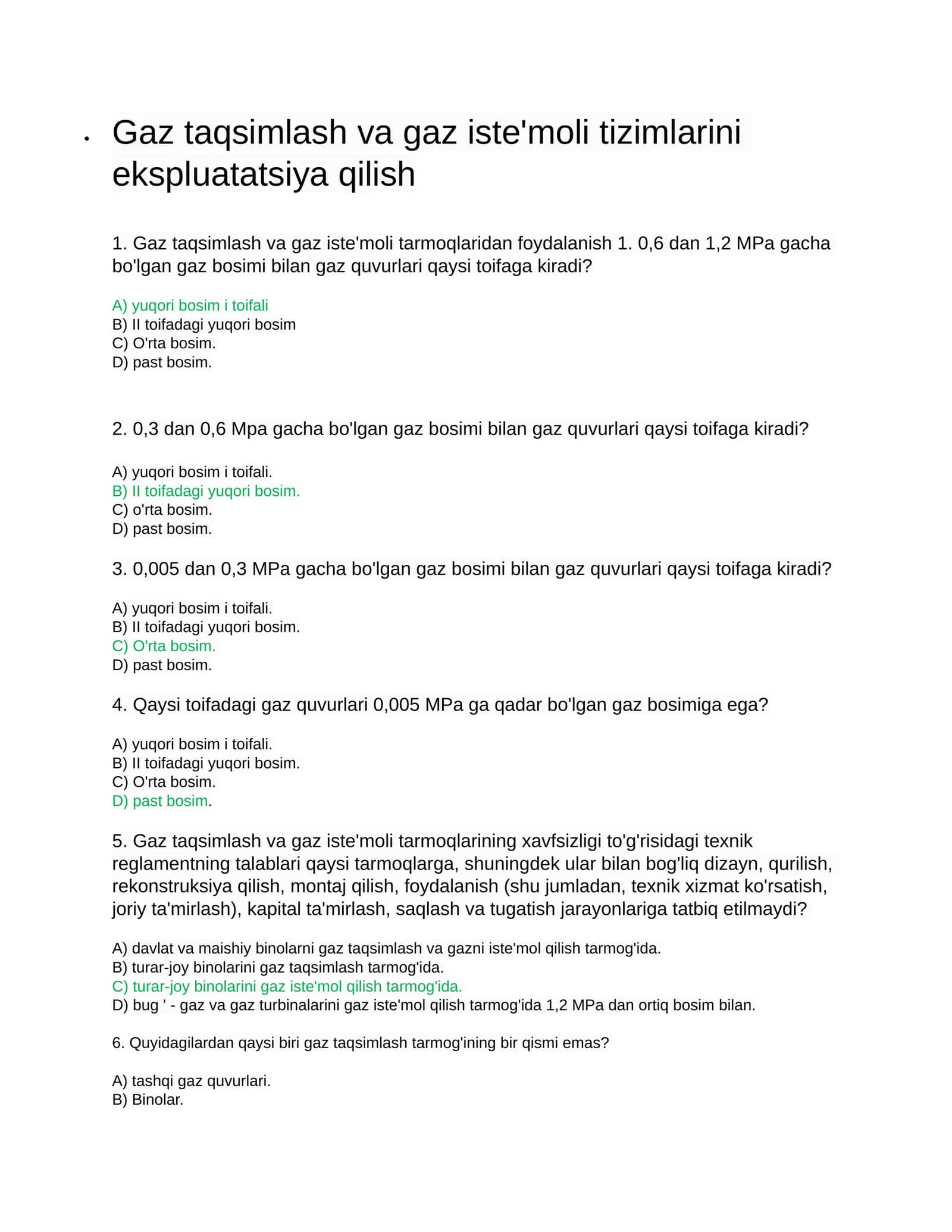 Gaz taqsimlash va gaz iste'moli tizimlarini ekspluatatsiya qilish