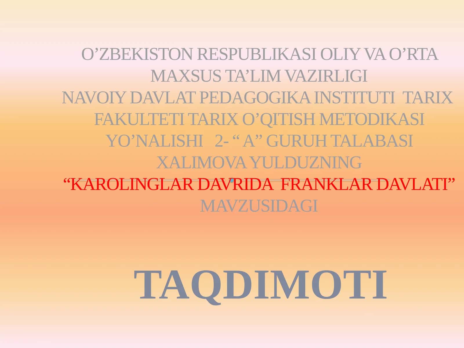 KAROLINGLAR DAVRIDA FRANKLAR DAVLATI