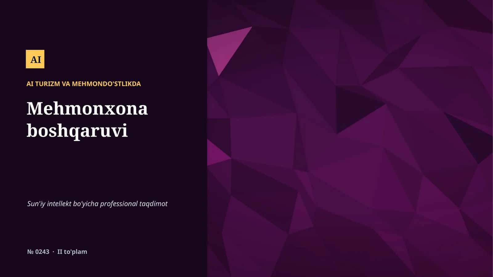 AI TURIZM VA MEHMONDO'STLIKDA