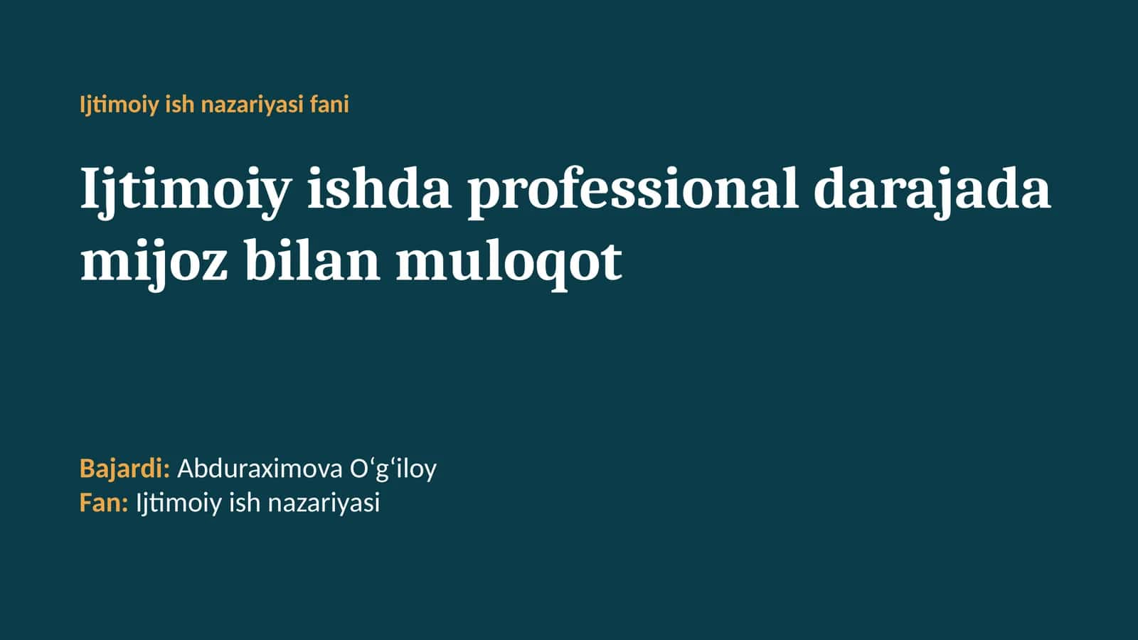 Ijtimoiy ish nazariyasi fani