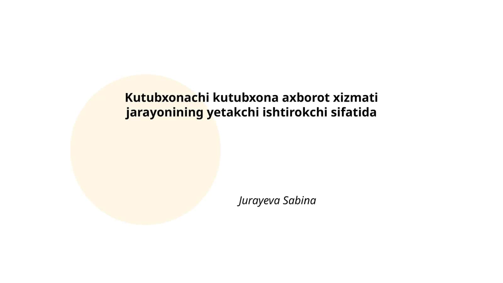 Kutubxonachi kutubxona axborot xizmati jarayonining yetakchi ishtirokchi sifatida
