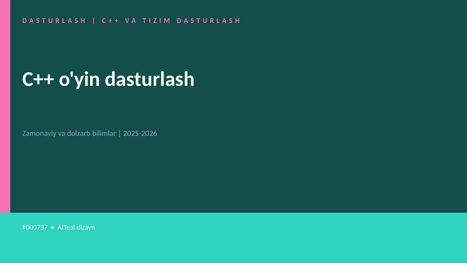 C++ o'yin dasturlash