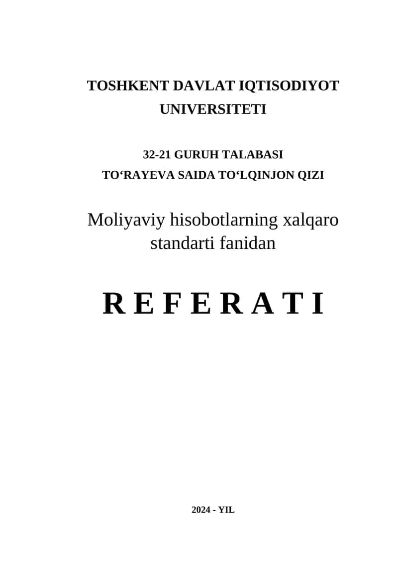 Moliyaviy Hisobotlarga Kirish