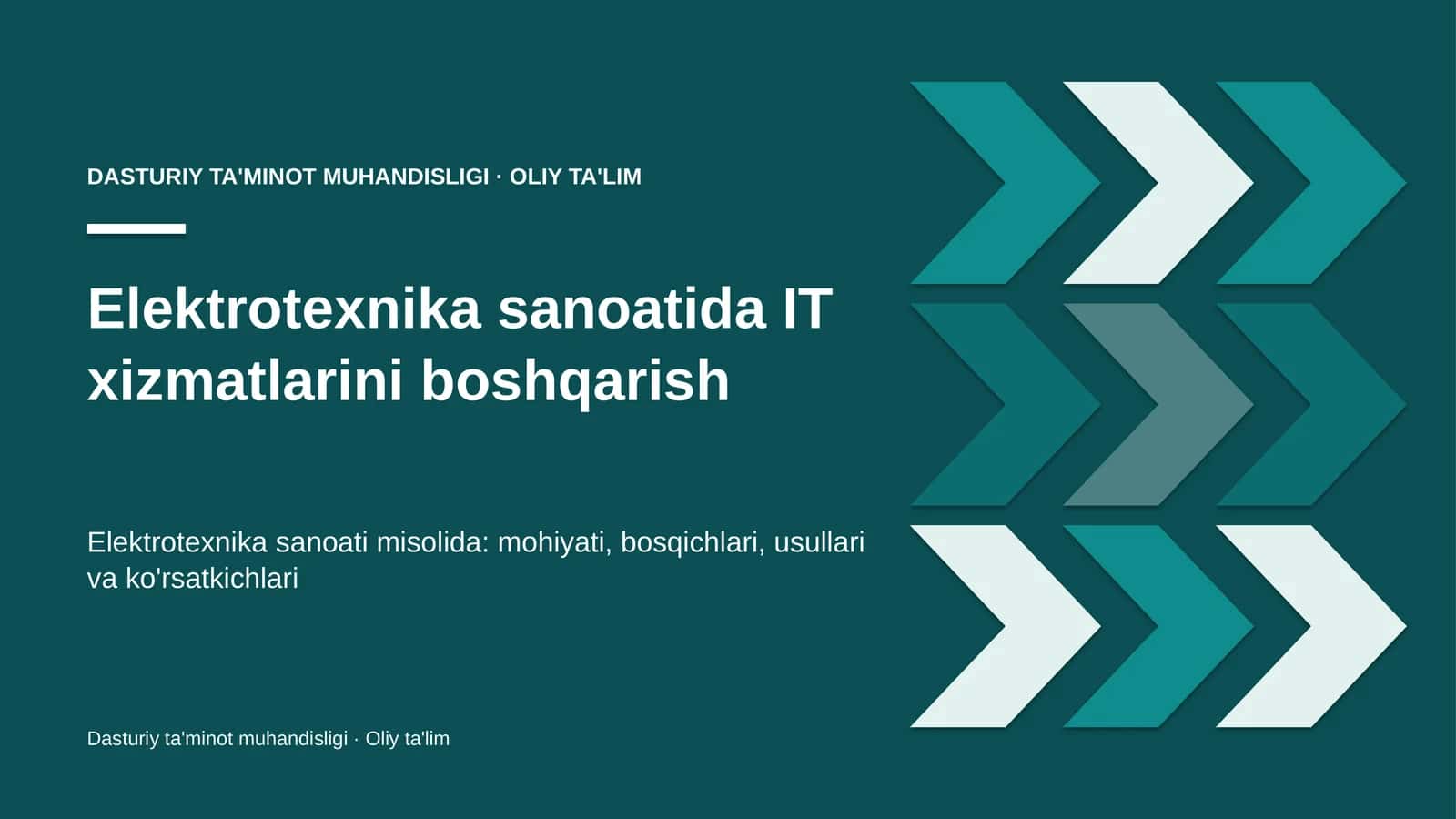 Elektrotexnika sanoatida IT xizmatlarini boshqarish