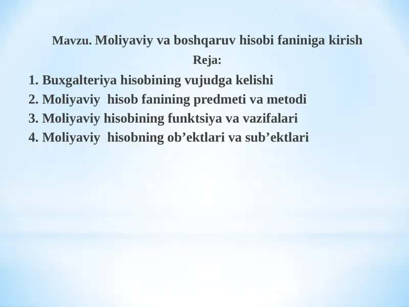 Moliyaviy va boshqaruv hisobi