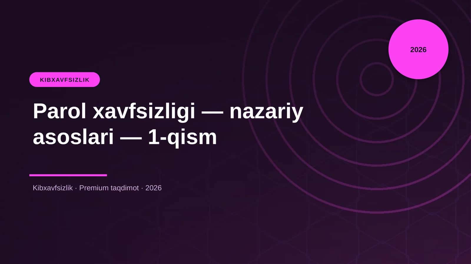 Parol xavfsizligi — nazariy asoslari — 1-qism